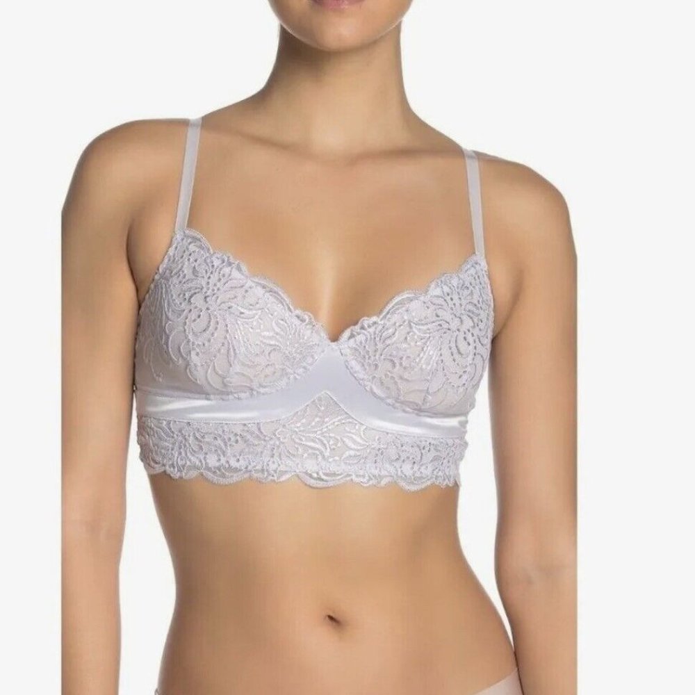 Free People Intimately Evelina Metallic Embroidered Bralette CLOUDY LAVENDAR